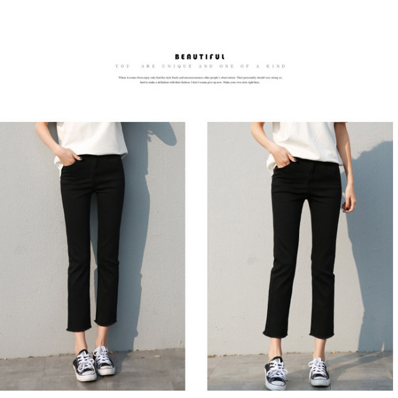 Black Jeans Women's Spring Small Straight Pants 2020 New High Waist All-Matching Loose Slimming Cropped Trousers