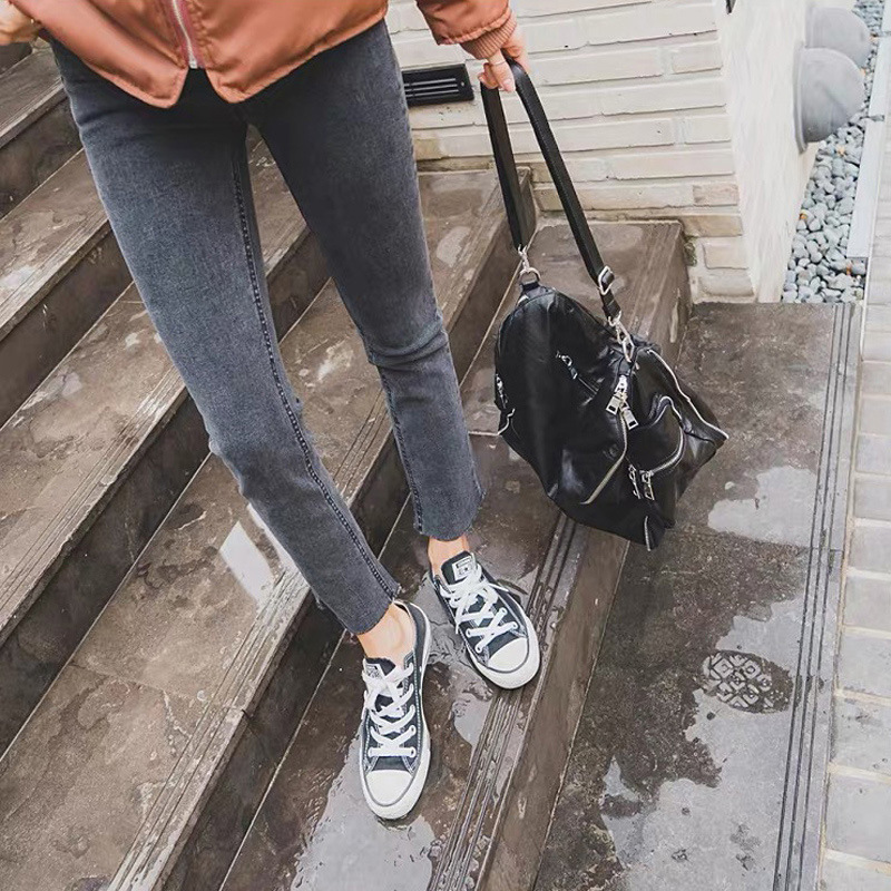 Black Jeans Women's Spring Small Straight Pants 2020 New High Waist All-Matching Loose Slimming Cropped Trousers