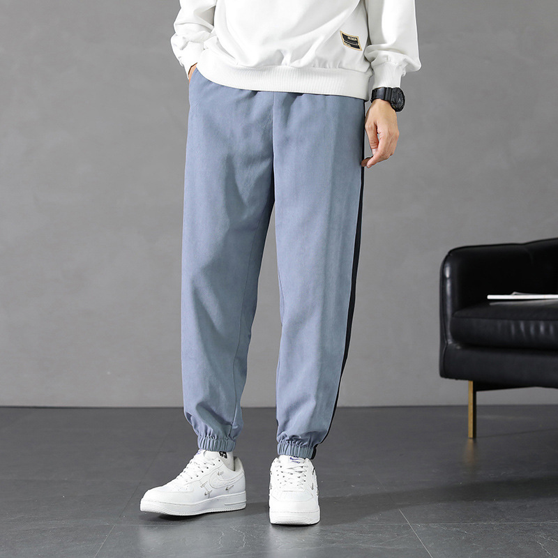 Pants Men&#039;s Spring and Autumn 2021 New Korean Style Trendy High Street Ruoshuai Casual Exercise Ankle-Tied Cropped Trousers