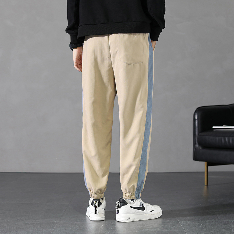 Pants Men&#039;s Spring and Autumn 2021 New Korean Style Trendy High Street Ruoshuai Casual Exercise Ankle-Tied Cropped Trousers