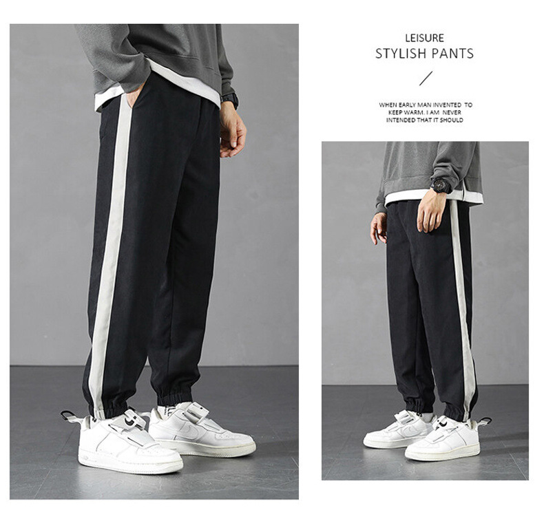Pants Men's Spring and Autumn 2021 New Korean Style Trendy High Street Ruoshuai Casual Exercise Ankle-Tied Cropped Trousers Pants Men's Spring and Autumn 2021 New Korean Style Trendy High Street Ruoshuai Casual Exercise Ankle-Tied Cropped Trousers