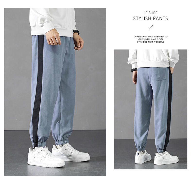 Pants Men's Spring and Autumn 2021 New Korean Style Trendy High Street Ruoshuai Casual Exercise Ankle-Tied Cropped Trousers Pants Men's Spring and Autumn 2021 New Korean Style Trendy High Street Ruoshuai Casual Exercise Ankle-Tied Cropped Trousers