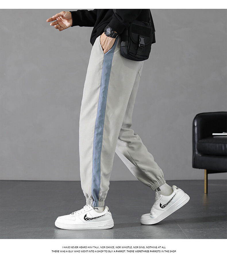 Pants Men's Spring and Autumn 2021 New Korean Style Trendy High Street Ruoshuai Casual Exercise Ankle-Tied Cropped Trousers Pants Men's Spring and Autumn 2021 New Korean Style Trendy High Street Ruoshuai Casual Exercise Ankle-Tied Cropped Trousers