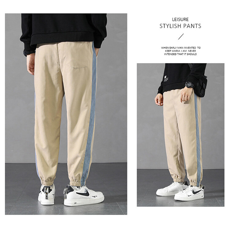 Pants Men's Spring and Autumn 2021 New Korean Style Trendy High Street Ruoshuai Casual Exercise Ankle-Tied Cropped Trousers Pants Men's Spring and Autumn 2021 New Korean Style Trendy High Street Ruoshuai Casual Exercise Ankle-Tied Cropped Trousers