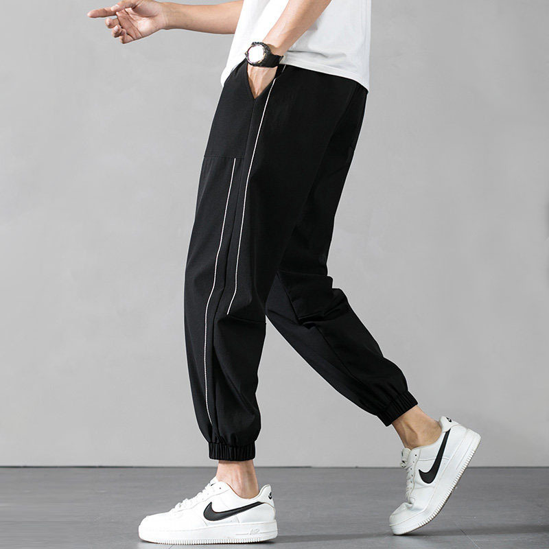 Summer Casual Pants Men&#039;s Loose Quick-Drying Men&#039;s Clothing 2020 New Ice Silk Thin Sports Pants Cropped Trousers Men