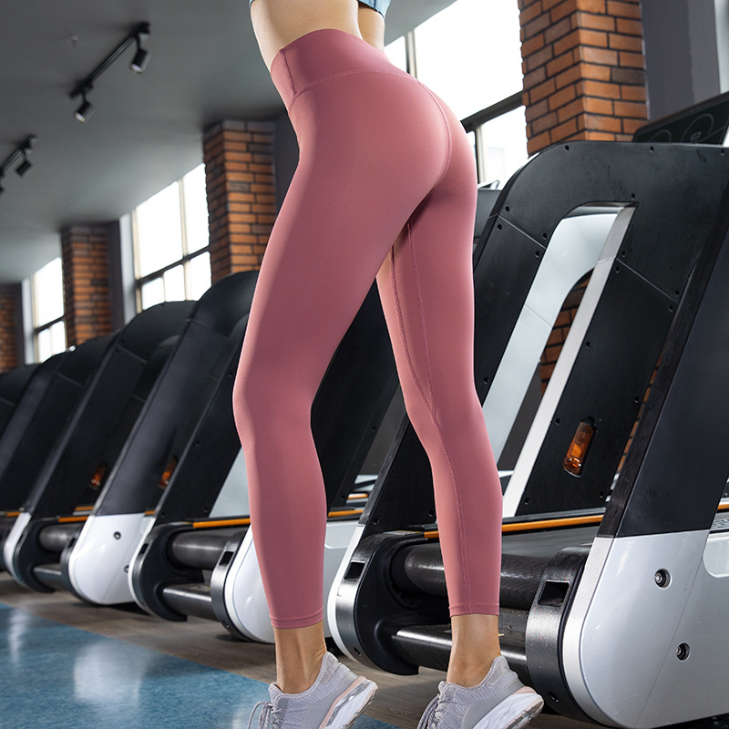 Home Wear Women&#039;s Sports Leisure Nude Feel No Side Seam Spot High Waist Slimming Stretch Leggings Yoga Pants 9011