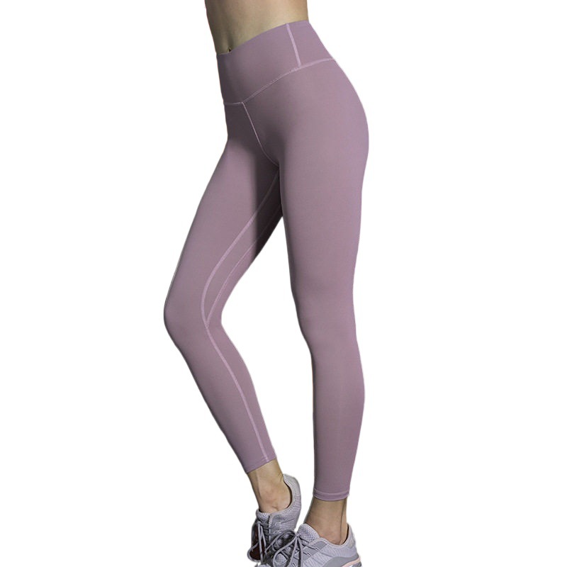 Home Wear Women&#039;s Sports Leisure Nude Feel No Side Seam Spot High Waist Slimming Stretch Leggings Yoga Pants 9011