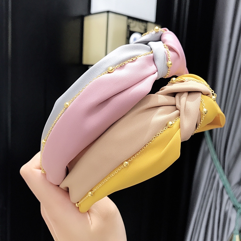 Korean Style Instafamous Hairband Chain Two-Color Knotted Headband Fashion Sports Wear Hairpin Face Washing Hair Hoop