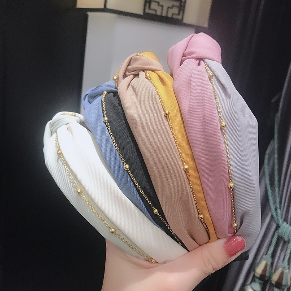 Korean Style Instafamous Hairband Chain Two-Color Knotted Headband Fashion Sports Wear Hairpin Face Washing Hair Hoop Korean Style Instafamous Hairband Chain Two-Color Knotted Headband Fashion Sports Wear Hairpin Face Washing Hair Hoop