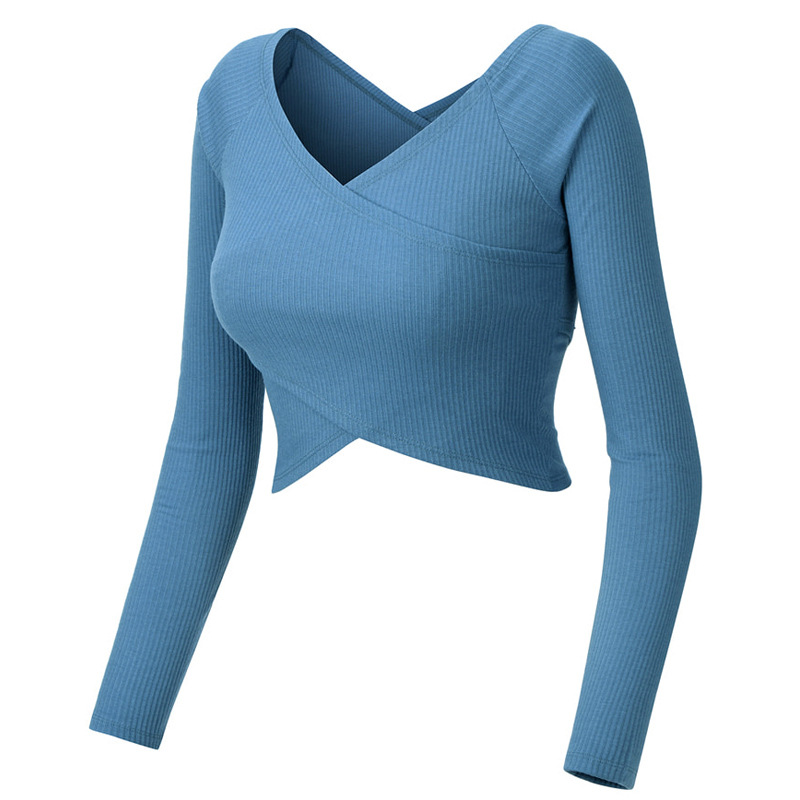 New Back Shaping Yoga Clothes Women&#039;s Loose QuickDrying Top Navel Workout Long Sleeve Tshirt Sports Top Training Wear