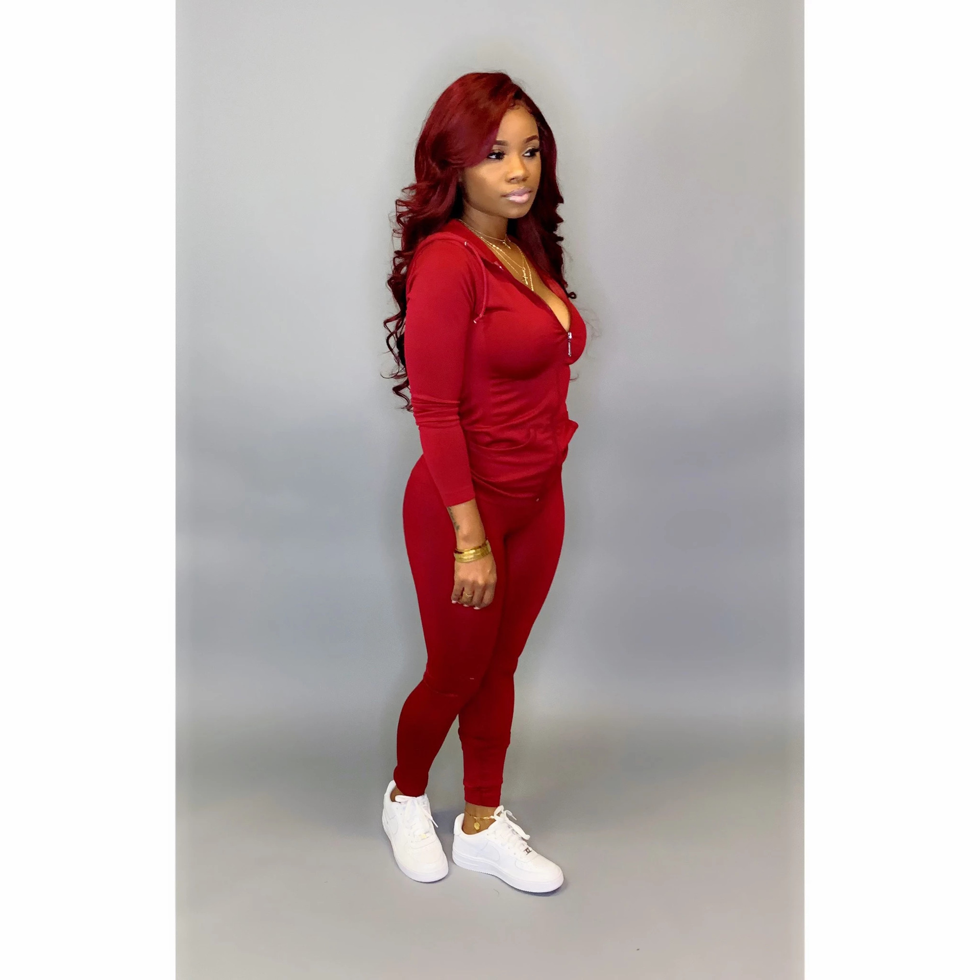 YZ1113 crossborder women's wear Autumn with a hat pocket zipper fashion leisure sports twopiece set YZ1113 crossborder women's wear Autumn with a hat pocket zipper fashion leisure sports twopiece set