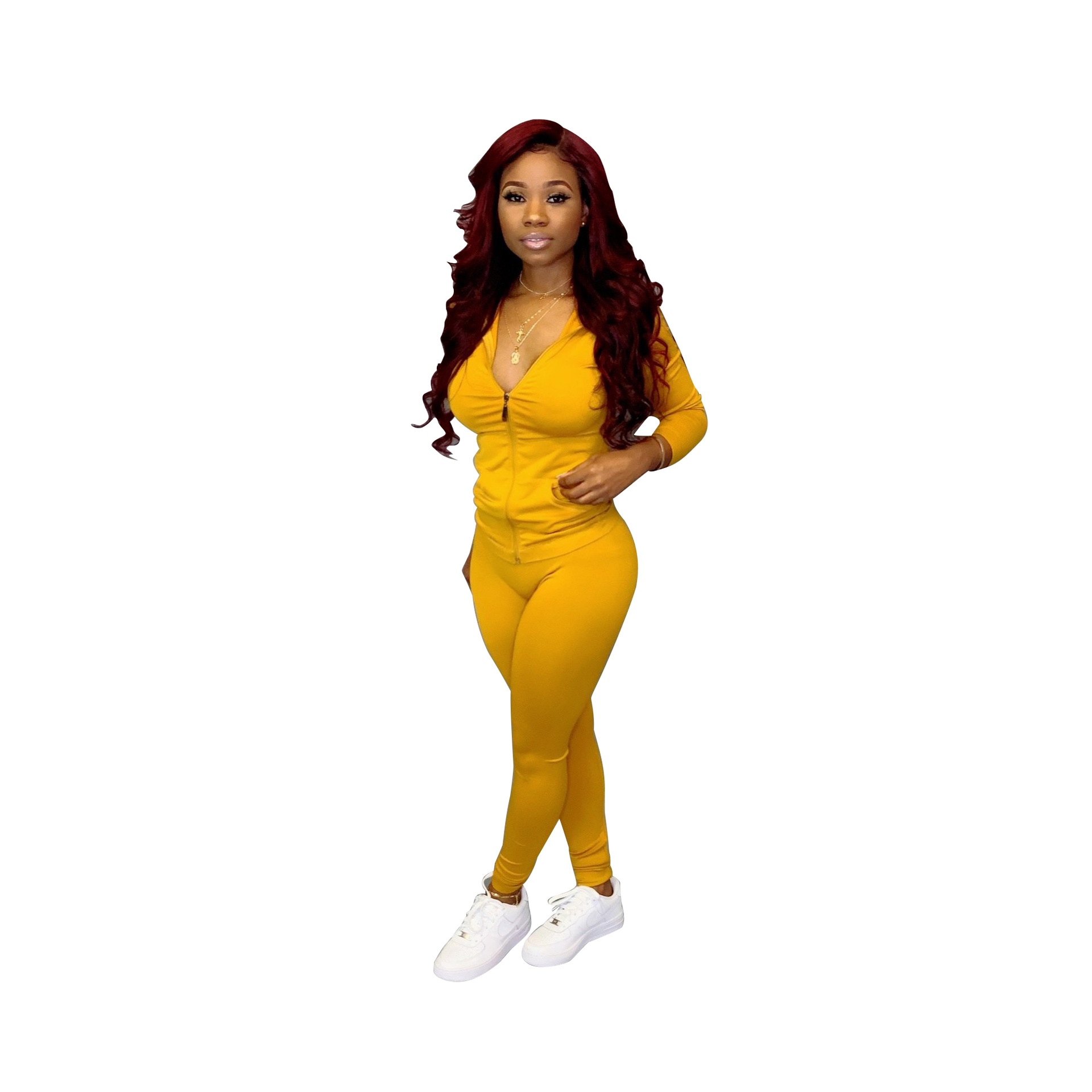 YZ1113 crossborder women's wear Autumn with a hat pocket zipper fashion leisure sports twopiece set YZ1113 crossborder women's wear Autumn with a hat pocket zipper fashion leisure sports twopiece set