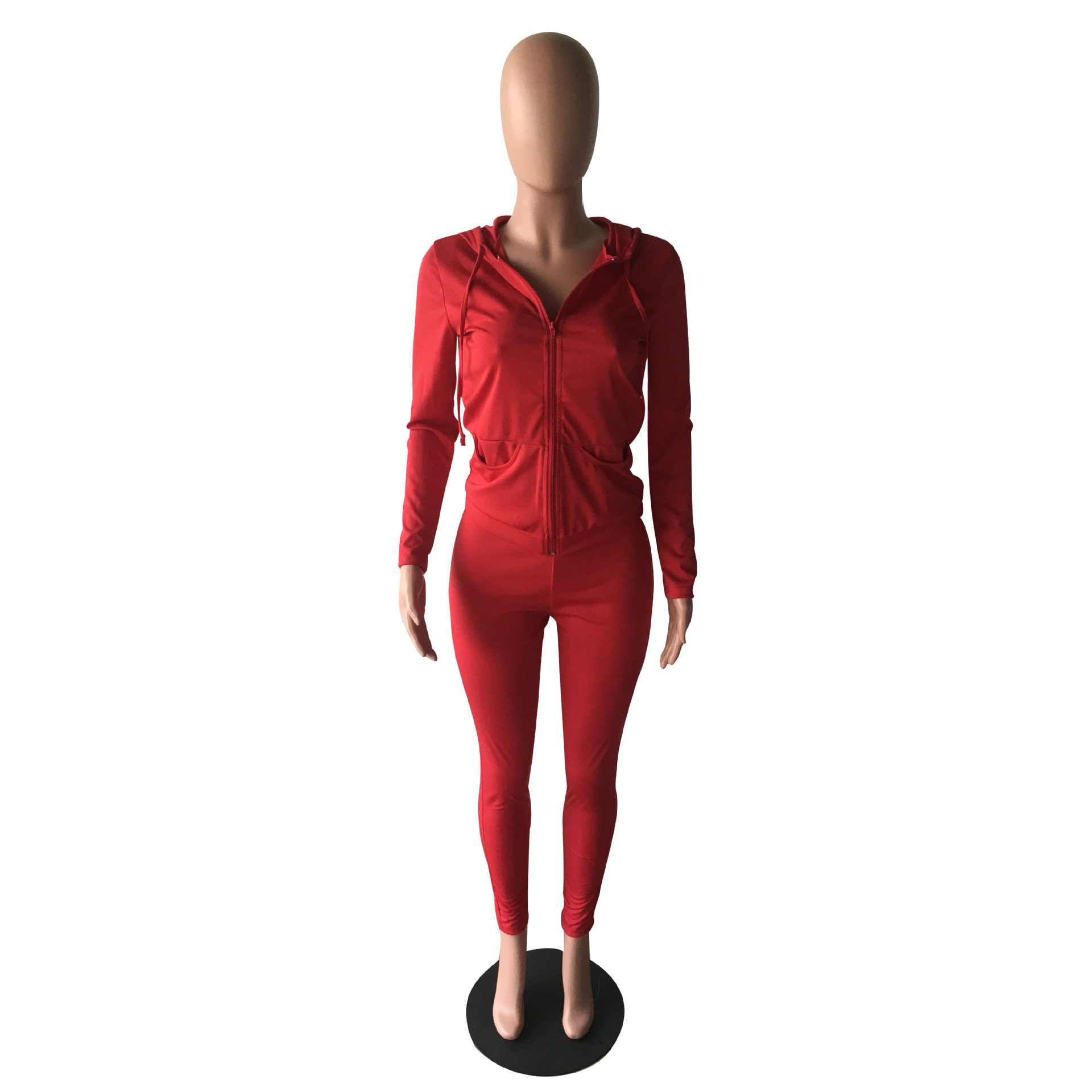 YZ1113 crossborder women's wear Autumn with a hat pocket zipper fashion leisure sports twopiece set YZ1113 crossborder women's wear Autumn with a hat pocket zipper fashion leisure sports twopiece set