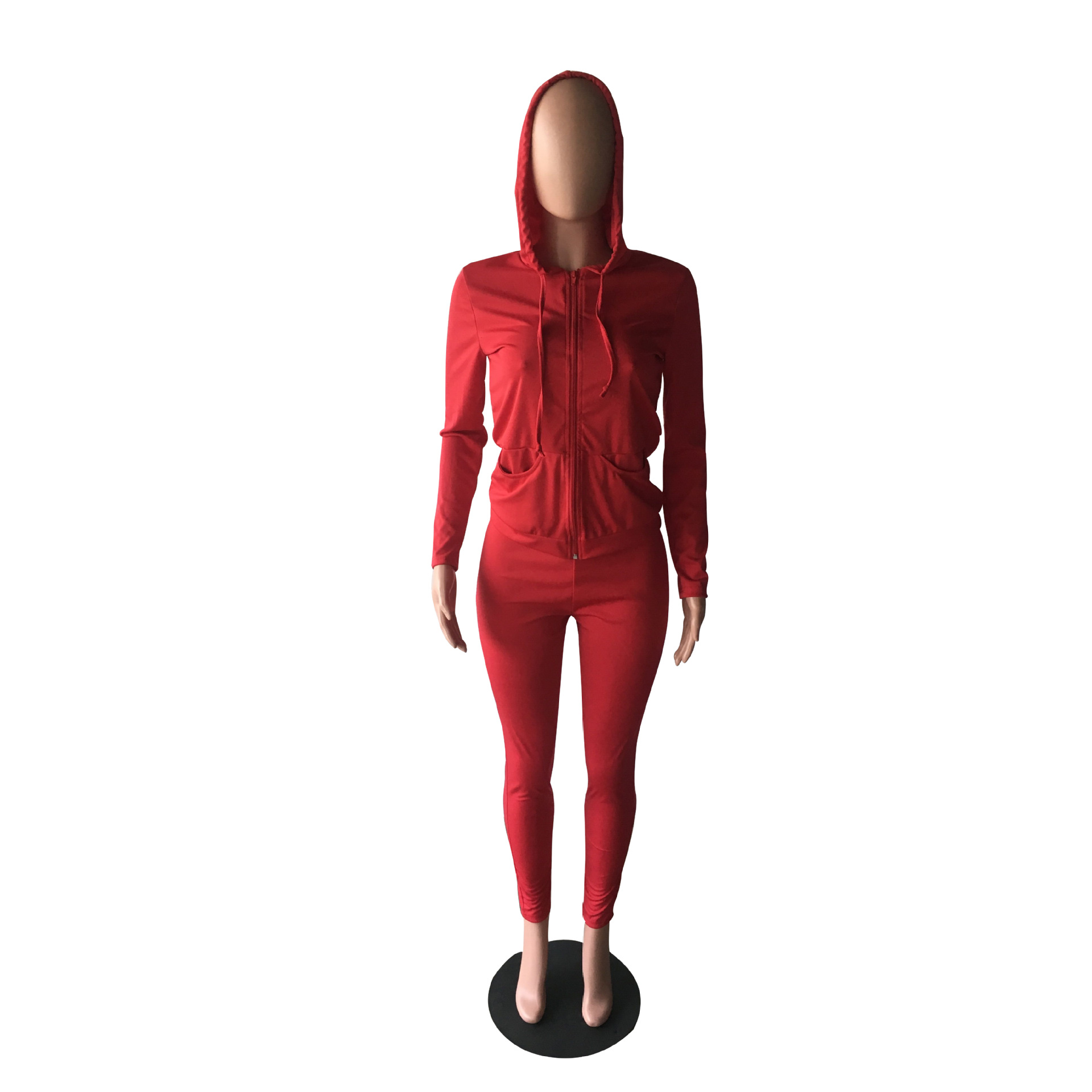 YZ1113 crossborder women's wear Autumn with a hat pocket zipper fashion leisure sports twopiece set YZ1113 crossborder women's wear Autumn with a hat pocket zipper fashion leisure sports twopiece set