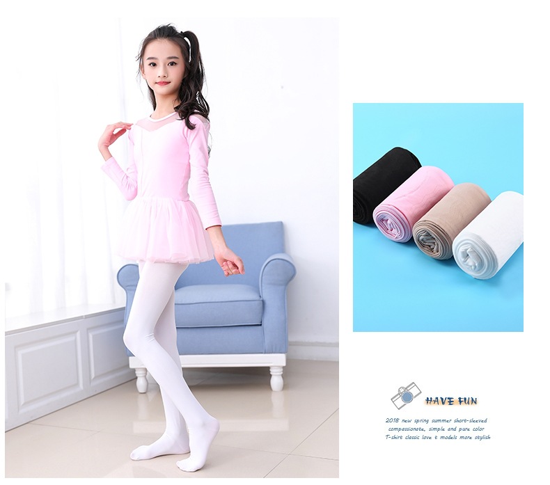 White Girls Dance Socks Children's Romper Solid Color Coaster Spring and Autumn Thin Stockings Summer Dancing Grading Leggings