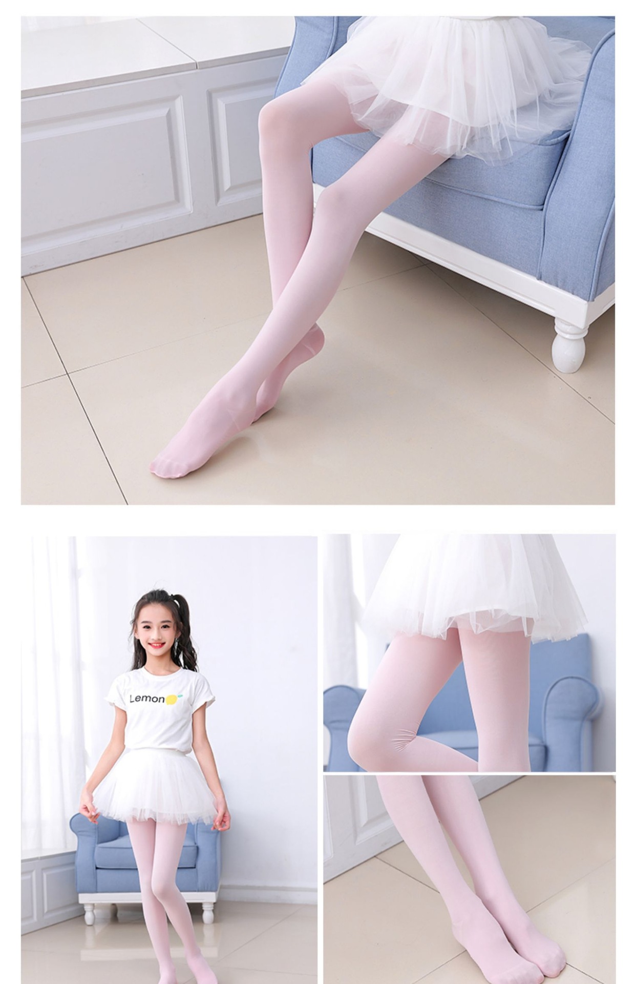 White Girls Dance Socks Children's Romper Solid Color Coaster Spring and Autumn Thin Stockings Summer Dancing Grading Leggings