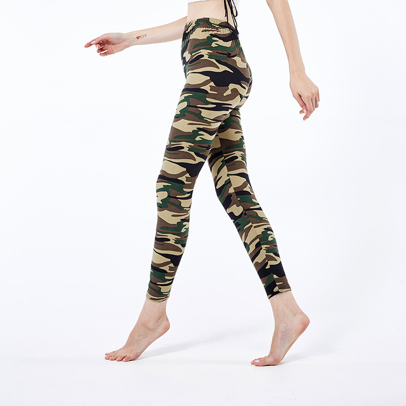 2021 Spot Camouflage Elastic Pants Women&#039;s Milk Silk Printed Leggings