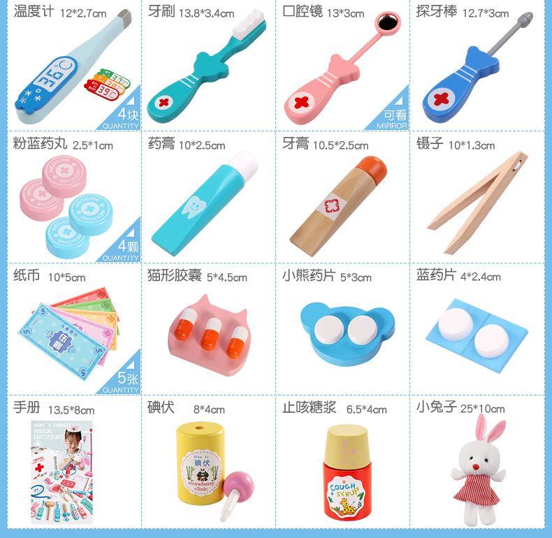 Children's Wooden Simulation Cloth Bag Medicine Box Baby Boys and Girls Play House Simulation Doctor Injection Toy Gift Children's Wooden Simulation Cloth Bag Medicine Box Baby Boys and Girls Play House Simulation Doctor Injection Toy Gift