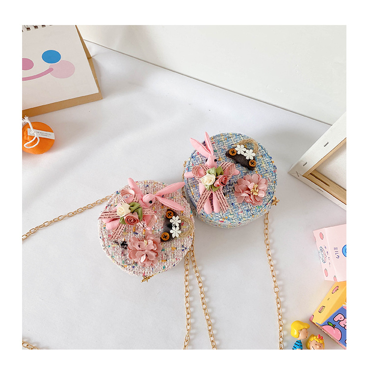 Messenger Bag Bunny Decoration Bag Children's Bags 2020 New Little Chanel Style Woollen Cloth Small round Bag Princess Messenger Bag Bunny Decoration Bag Children's Bags 2020 New Little Chanel Style Woollen Cloth Small round Bag Princess
