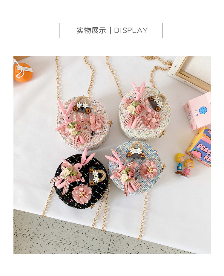 Messenger Bag Bunny Decoration Bag Children's Bags 2020 New Little Chanel Style Woollen Cloth Small round Bag Princess Messenger Bag Bunny Decoration Bag Children's Bags 2020 New Little Chanel Style Woollen Cloth Small round Bag Princess