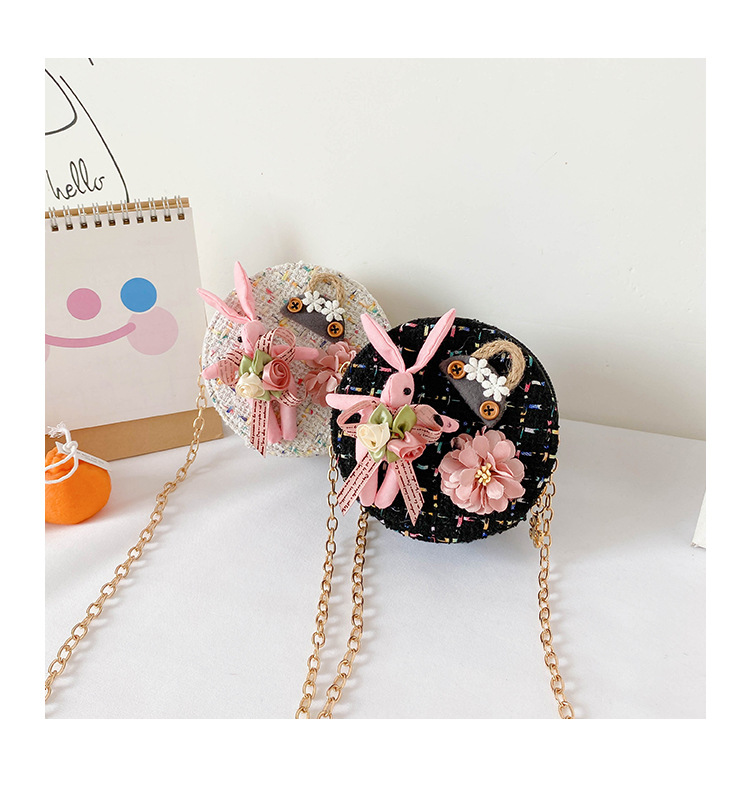 Messenger Bag Bunny Decoration Bag Children's Bags 2020 New Little Chanel Style Woollen Cloth Small round Bag Princess Messenger Bag Bunny Decoration Bag Children's Bags 2020 New Little Chanel Style Woollen Cloth Small round Bag Princess