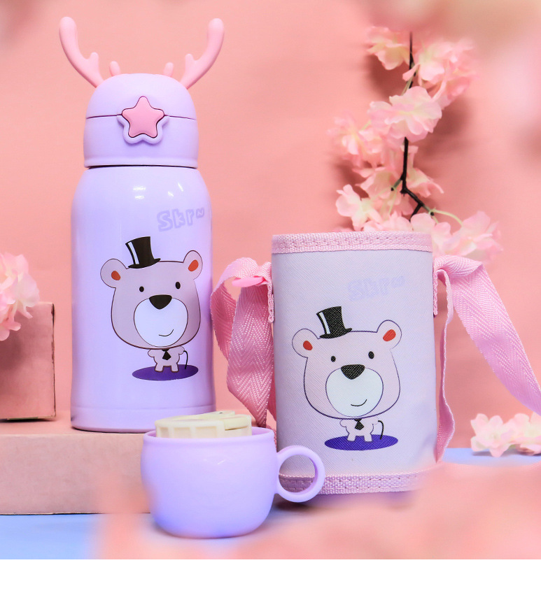 New Cartoon Deer 316 Stainless Steel Cup Antlers with Cloth Bag Children's Straw Bouncing Cup Portable Vacuum Cup New Cartoon Deer 316 Stainless Steel Cup Antlers with Cloth Bag Children's Straw Bouncing Cup Portable Vacuum Cup