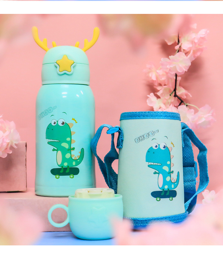New Cartoon Deer 316 Stainless Steel Cup Antlers with Cloth Bag Children's Straw Bouncing Cup Portable Vacuum Cup New Cartoon Deer 316 Stainless Steel Cup Antlers with Cloth Bag Children's Straw Bouncing Cup Portable Vacuum Cup