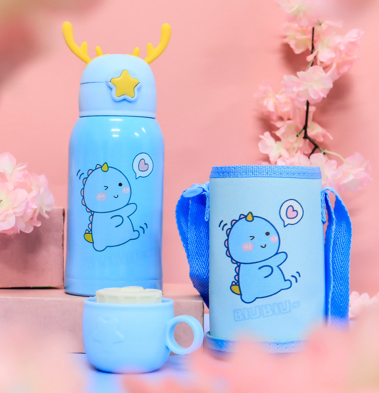 New Cartoon Deer 316 Stainless Steel Cup Antlers with Cloth Bag Children's Straw Bouncing Cup Portable Vacuum Cup New Cartoon Deer 316 Stainless Steel Cup Antlers with Cloth Bag Children's Straw Bouncing Cup Portable Vacuum Cup