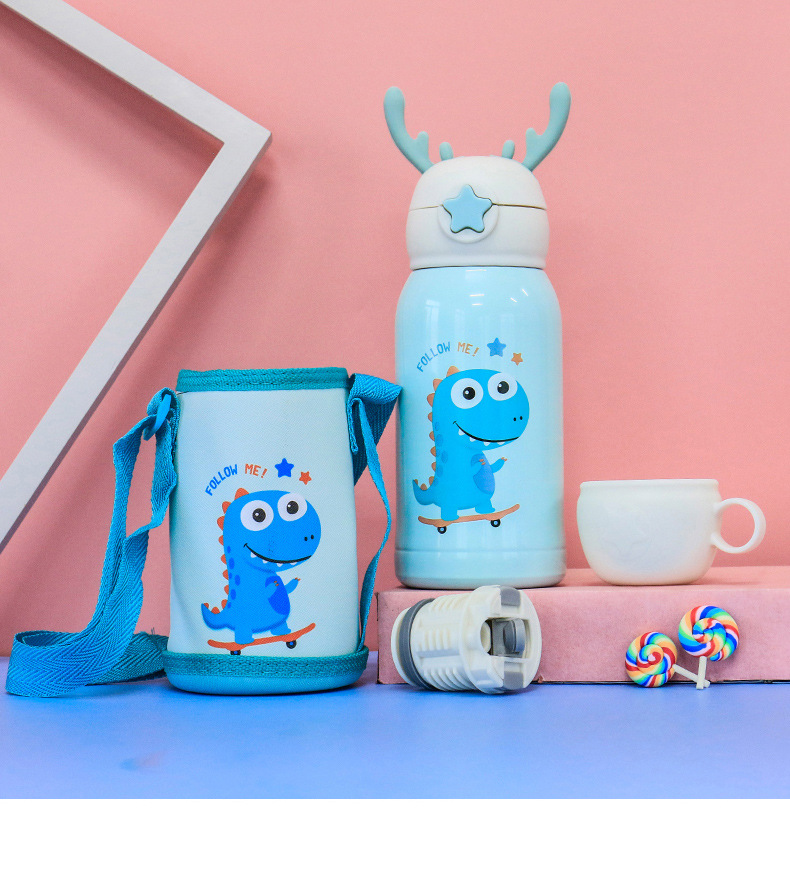 New Cartoon Deer 316 Stainless Steel Cup Antlers with Cloth Bag Children's Straw Bouncing Cup Portable Vacuum Cup New Cartoon Deer 316 Stainless Steel Cup Antlers with Cloth Bag Children's Straw Bouncing Cup Portable Vacuum Cup