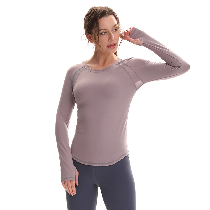 Mesh Fitness Sportswear Yoga Jacket Women&#039;s Outdoor Running Slim Breathable Quick-Drying Long-Sleeved T-shirt Yoga Clothes