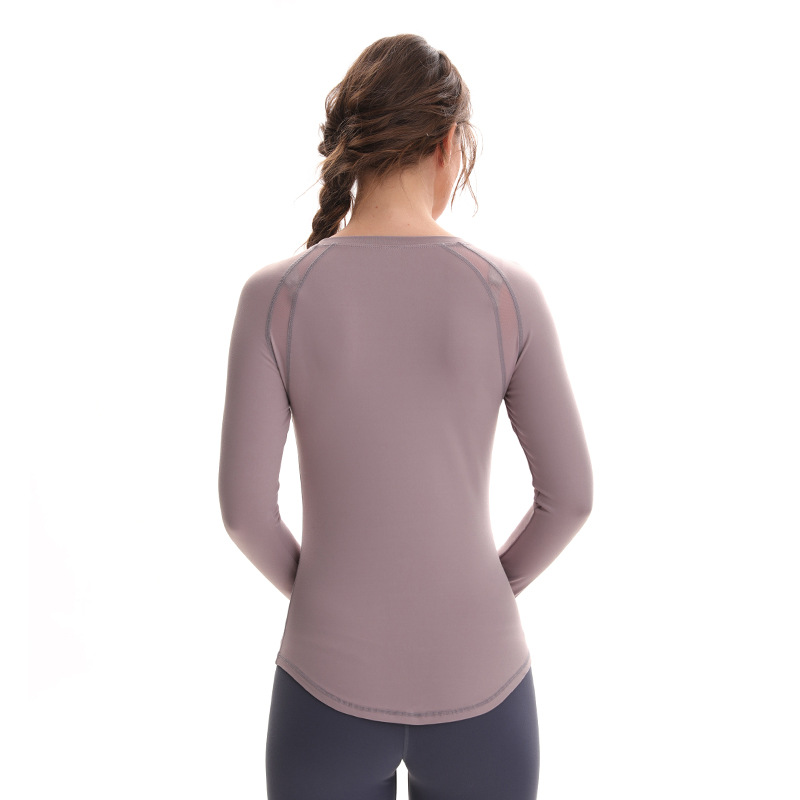 Mesh Fitness Sportswear Yoga Jacket Women&#039;s Outdoor Running Slim Breathable Quick-Drying Long-Sleeved T-shirt Yoga Clothes
