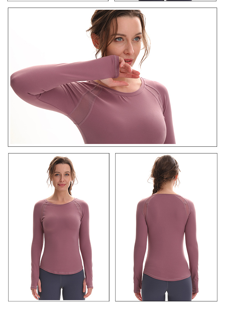 Mesh Fitness Sportswear Yoga Jacket Women's Outdoor Running Slim Breathable Quick-Drying Long-Sleeved T-shirt Yoga Clothes Mesh Fitness Sportswear Yoga Jacket Women's Outdoor Running Slim Breathable Quick-Drying Long-Sleeved T-shirt Yoga Clothes