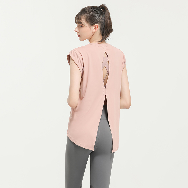 Lulu New Elegant Quick-Drying Sportswear T-shirt Fashion Yoga Clothes Sexy Beauty Back Top Internet Celebrity Workout Clothes Women