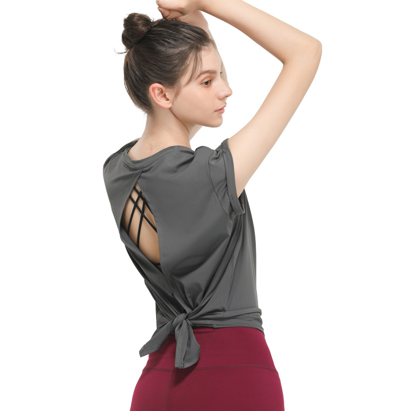 Lulu New Elegant Quick-Drying Sportswear T-shirt Fashion Yoga Clothes Sexy Beauty Back Top Internet Celebrity Workout Clothes Women
