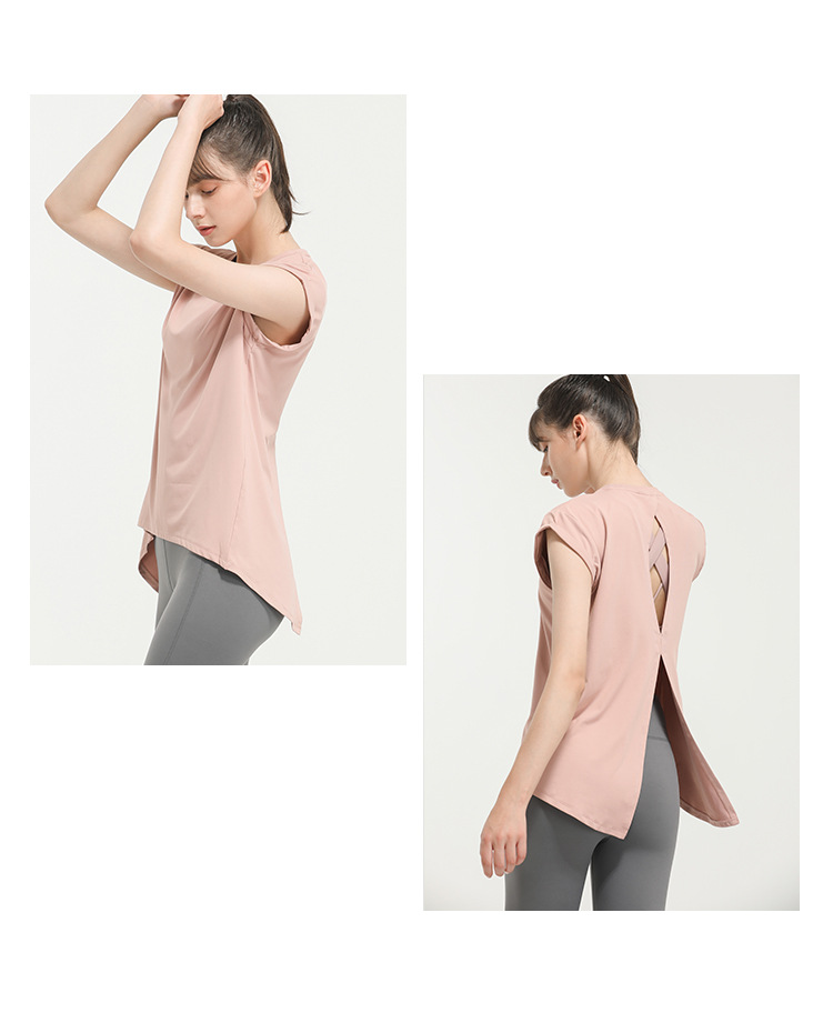Lulu New Elegant Quick-Drying Sportswear T-shirt Fashion Yoga Clothes Sexy Beauty Back Top Internet Celebrity Workout Clothes Women