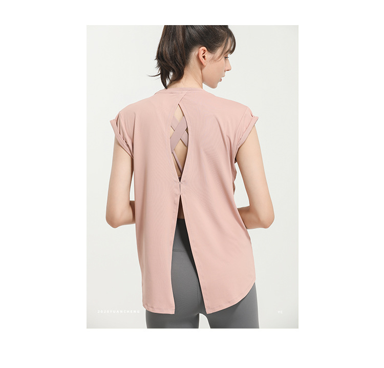 Lulu New Elegant Quick-Drying Sportswear T-shirt Fashion Yoga Clothes Sexy Beauty Back Top Internet Celebrity Workout Clothes Women