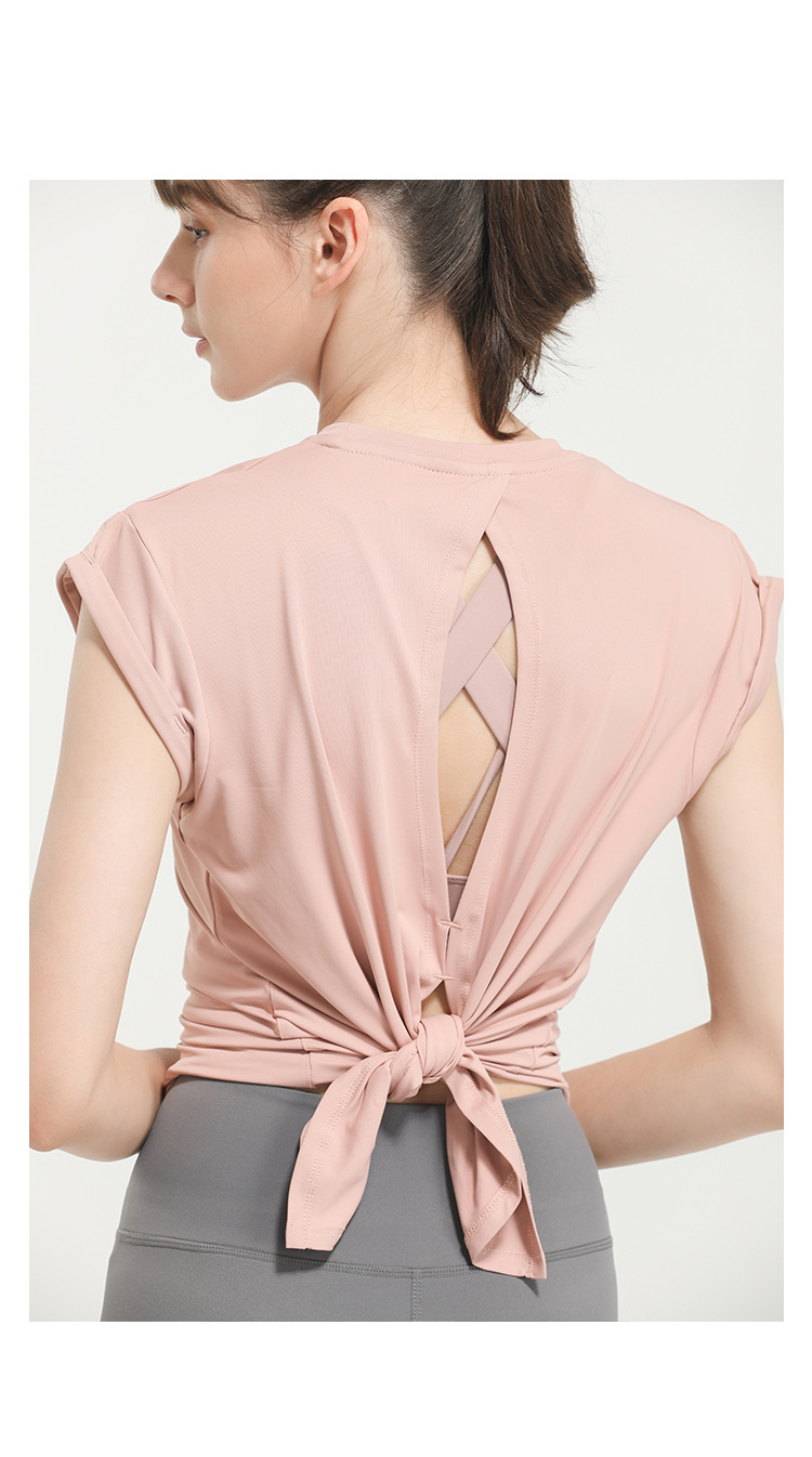 Lulu New Elegant Quick-Drying Sportswear T-shirt Fashion Yoga Clothes Sexy Beauty Back Top Internet Celebrity Workout Clothes Women