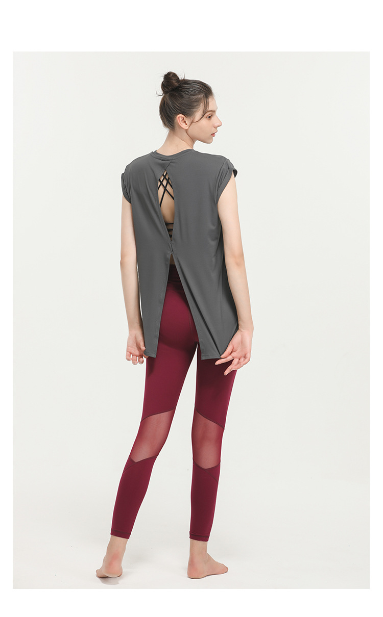 Lulu New Elegant Quick-Drying Sportswear T-shirt Fashion Yoga Clothes Sexy Beauty Back Top Internet Celebrity Workout Clothes Women