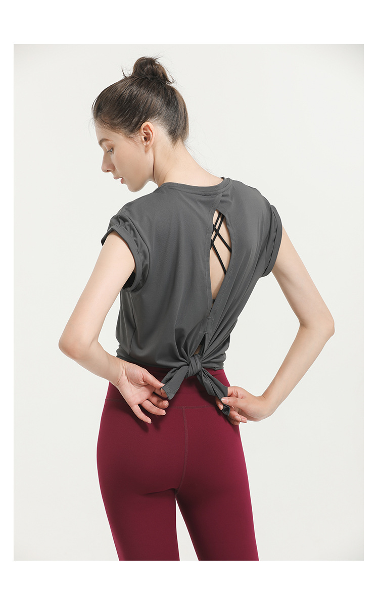 Lulu New Elegant Quick-Drying Sportswear T-shirt Fashion Yoga Clothes Sexy Beauty Back Top Internet Celebrity Workout Clothes Women