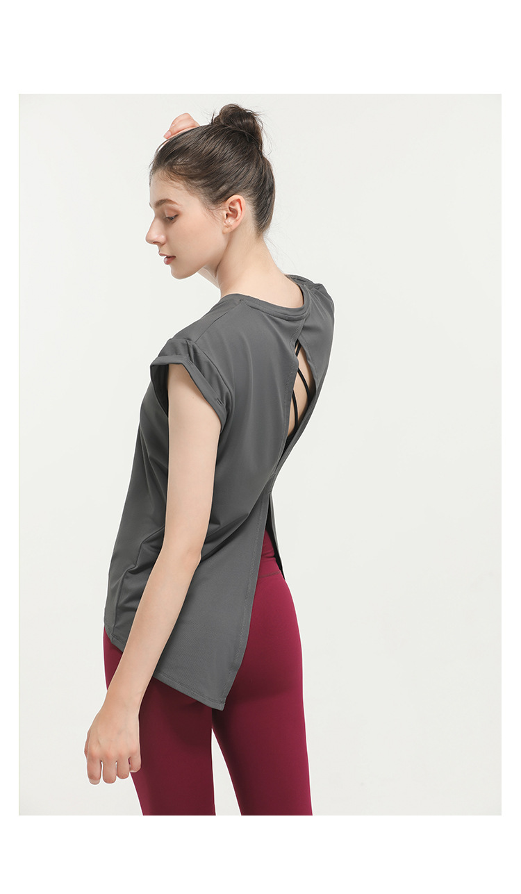 Lulu New Elegant Quick-Drying Sportswear T-shirt Fashion Yoga Clothes Sexy Beauty Back Top Internet Celebrity Workout Clothes Women