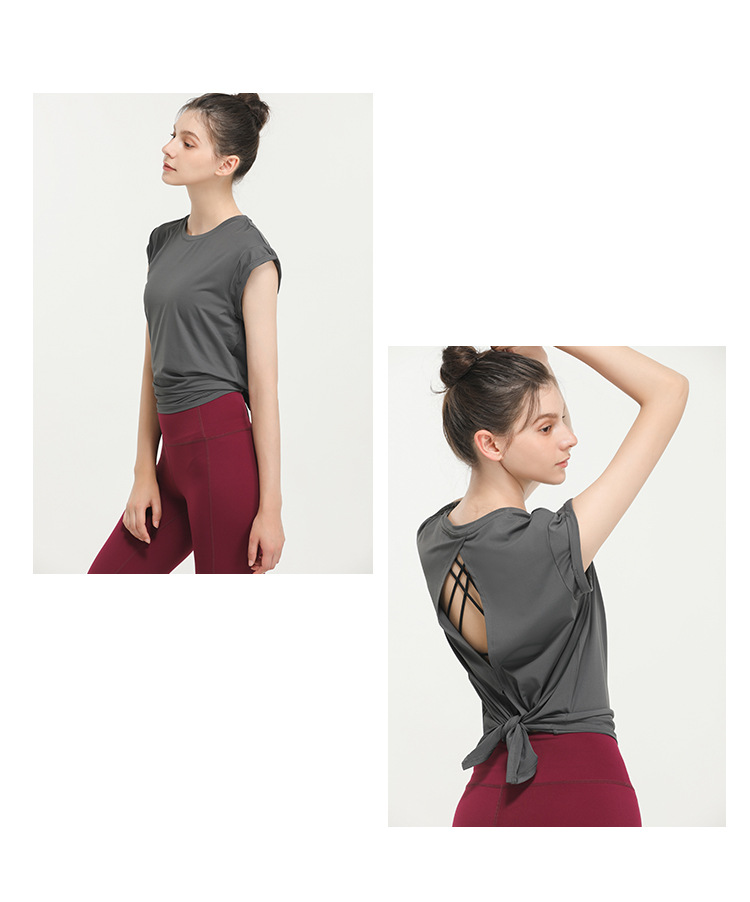 Lulu New Elegant Quick-Drying Sportswear T-shirt Fashion Yoga Clothes Sexy Beauty Back Top Internet Celebrity Workout Clothes Women