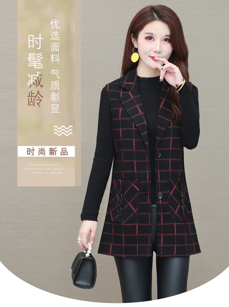 Middle-Aged Women's Clothing Spring and Autumn Thin Plaid Vest Cardigan Mom's Sleeveless Vest Mid-Length Women's Top Middle-Aged Women's Clothing Spring and Autumn Thin Plaid Vest Cardigan Mom's Sleeveless Vest Mid-Length Women's Top