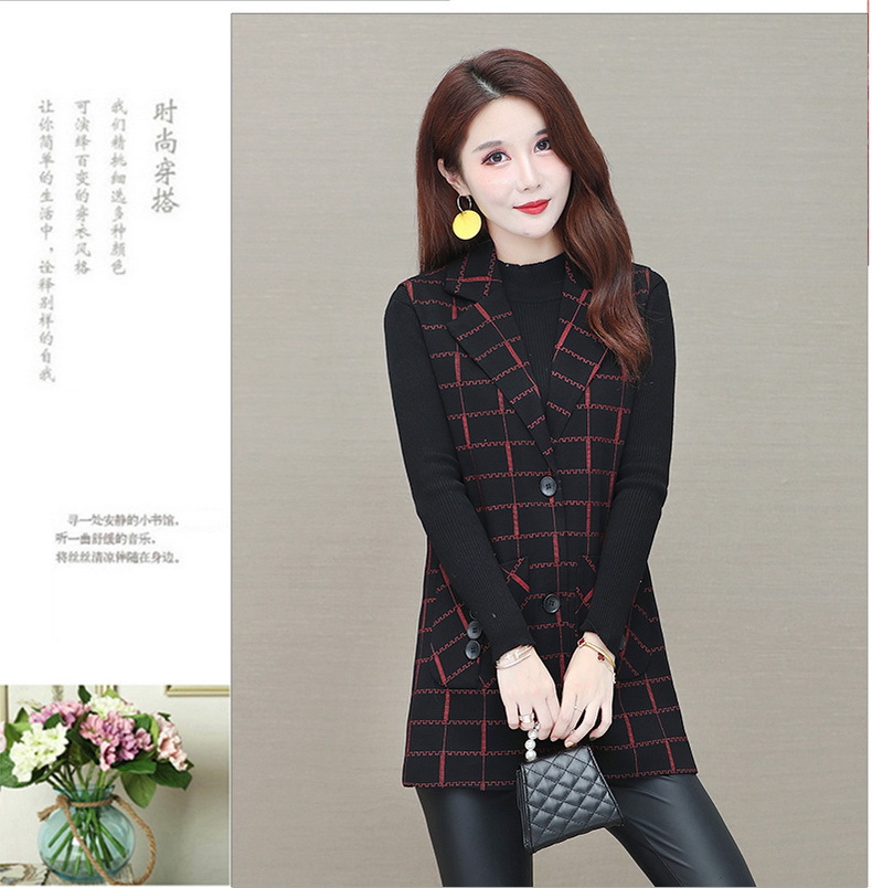 Middle-Aged Women's Clothing Spring and Autumn Thin Plaid Vest Cardigan Mom's Sleeveless Vest Mid-Length Women's Top Middle-Aged Women's Clothing Spring and Autumn Thin Plaid Vest Cardigan Mom's Sleeveless Vest Mid-Length Women's Top