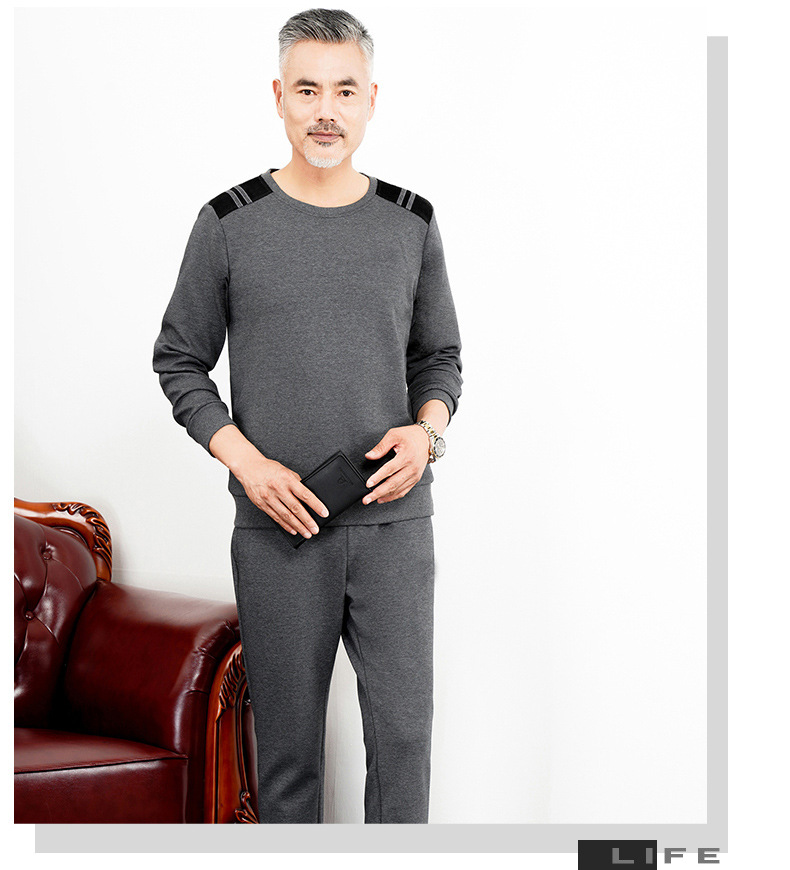 Middle-Aged and Elderly Sweater Suit Men's Coat Cotton Autumn New Daddy Autumn Outfit Middle-Aged Loose Casual Sportswear