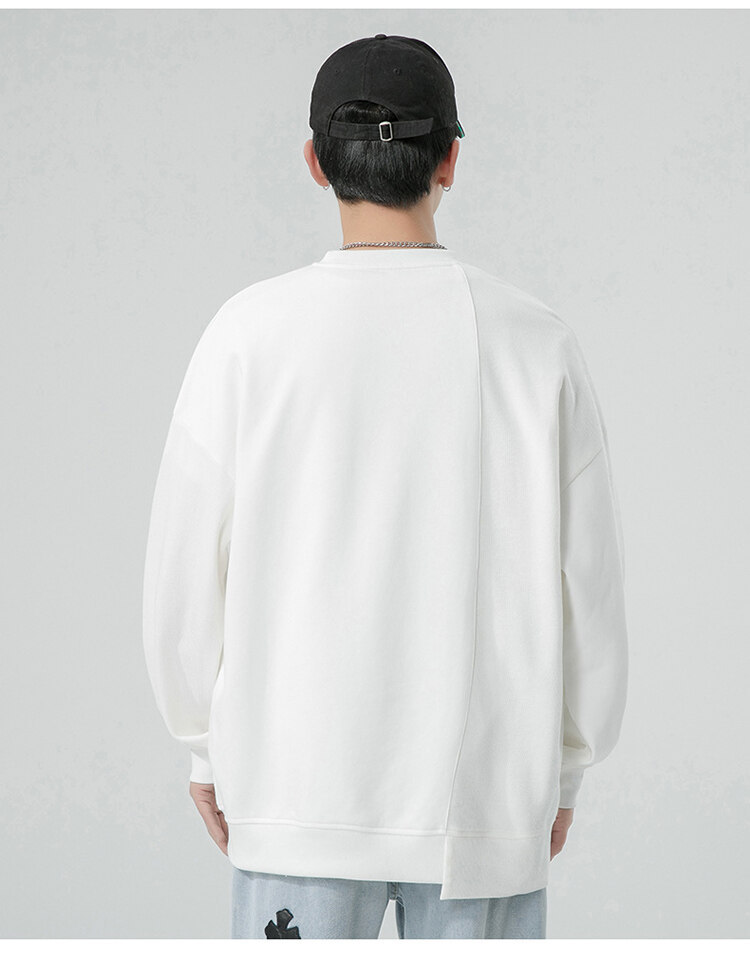 One Piece Dropshipping 2022 Spring Men's round Neck Pullover Solid Color Hoodie Office Version Bottoming Shirt Thin Loose Sportswear