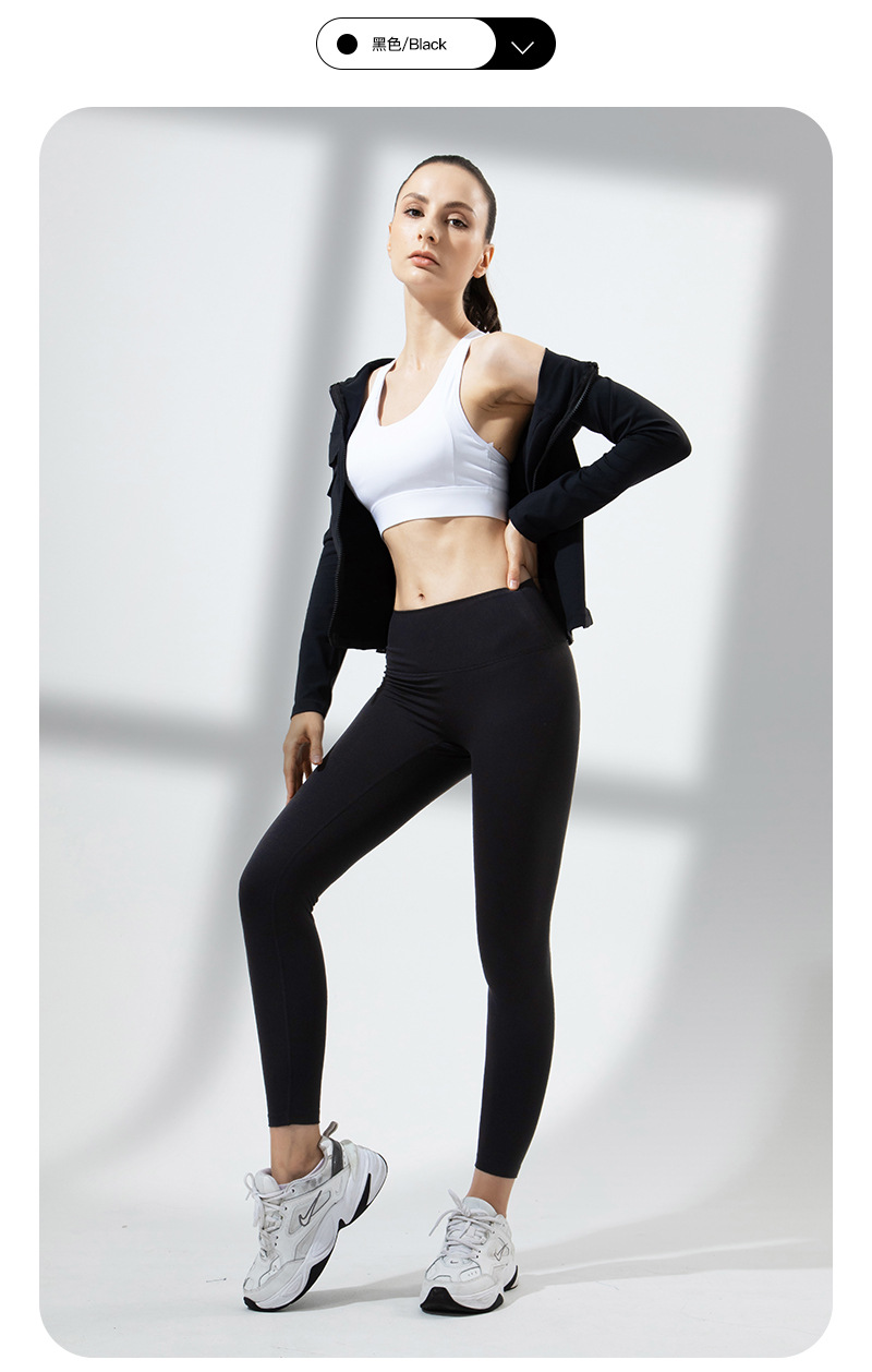 2022 New Autumn and Winter Running Quick-Drying Slim Fit Yoga Workout Top Women's Long Sleeve Hooded Zip Cardigan Workout Clothes