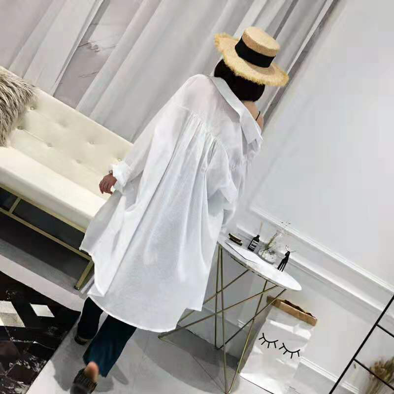 Summer Sunblock Cardigan for women in large size Chiffon holiday air horn sleeve medium long compression air Cardigan thin style