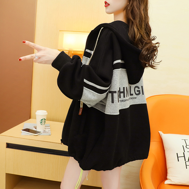 Fleece-Lined Thickened Zipper Sweater Cardigan Women&#039;s Korean-Style Loose Fashionable Stylish 2021 New Autumn and Winter Large Size Coat
