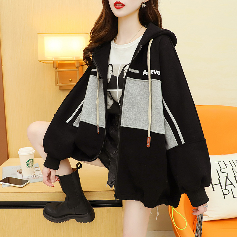 Fleece-Lined Thickened Zipper Sweater Cardigan Women&#039;s Korean-Style Loose Fashionable Stylish 2021 New Autumn and Winter Large Size Coat
