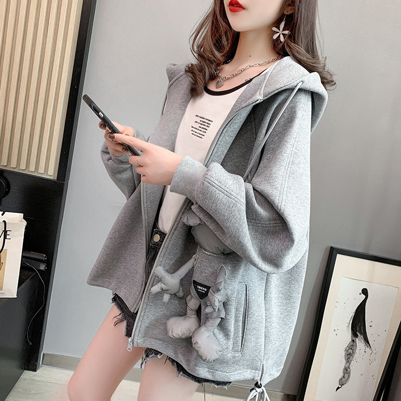 Casual Sweatshirt Women&#039;s Spring and Autumn 2021 New Autumn Loose Western Style Youthful-Looking Idle Style Cardigan Top Coat